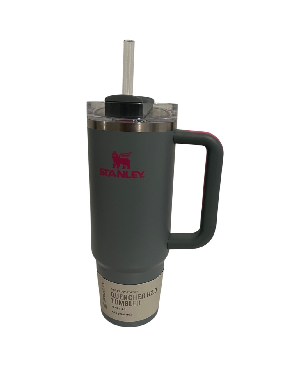 Stanley Quencher 30oz H2.0 FlowState – Grey Rock (Pink Accents) – NEW - Picture 2 of 5
